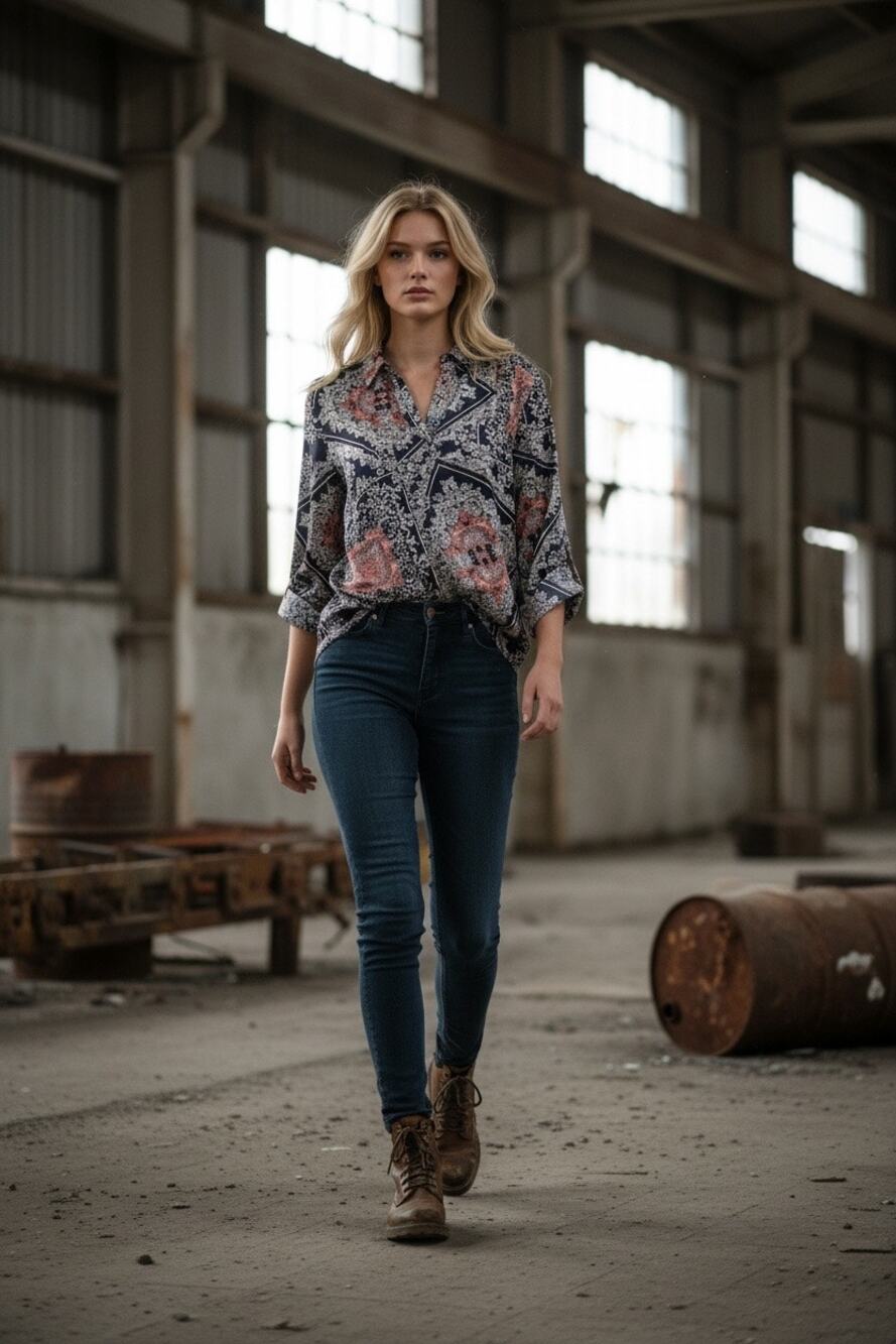 Chico’s handkerchief print collared button down bandana print blouse
